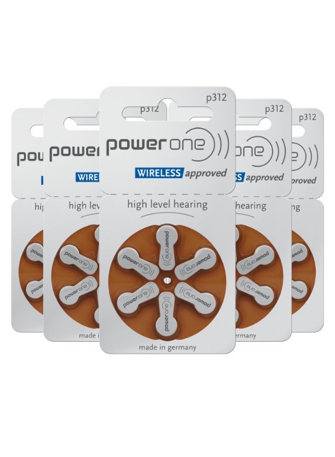 30-Pieces Powerone Wireless Approved (Size 312) Hearing Aid 1.45V Batteries